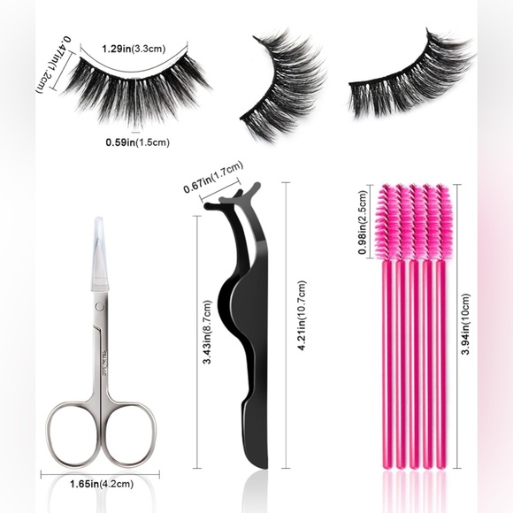 7 Pairs 6D Wispy Faux Mink Reusable Lashes with 4 Brushes, Scissors, Tweezers - Picture 3 of 8